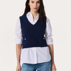 rag & bone Claire V-Neck Navy Blue Women's Knit Sweater Vest Size XS